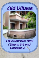 Old Village Apartments.: 1 & 2 bedroom apartments (accommodates 2 to 4 ppl), access to adults pool, kids pool, Jacuzzi, jet showers, free sun beds and umbrellas and to a Private Poolside bar at our Pool  Side complex. All rooms have a private fully operational kitchen & bathroom.